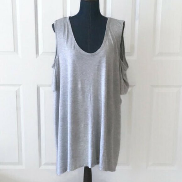 Peace Love World Cold Shoulder Knit Top Grey NWOT - Picture 3 of 15
